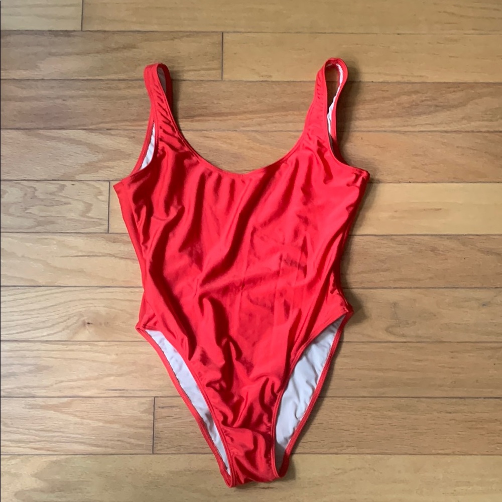 American Apparel Red One Piece Swimsuit Classic Design